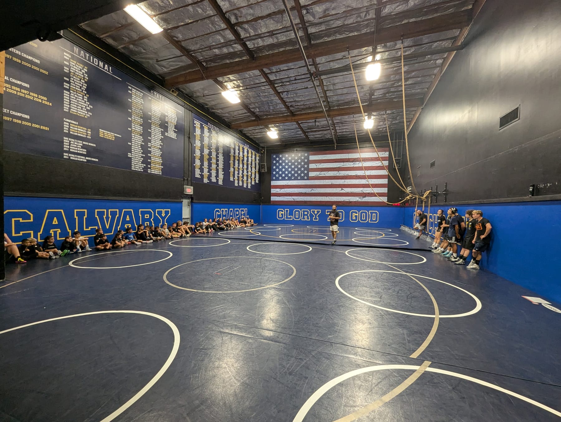 The Calvary Chapel High School mat room